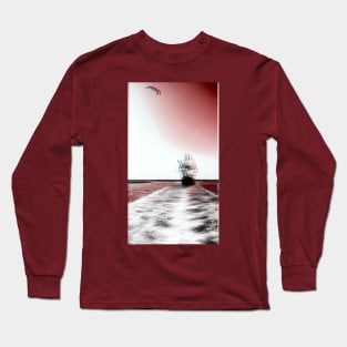 Boat and seagull - 3d effect Long Sleeve T-Shirt